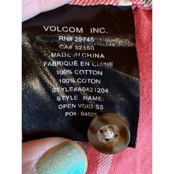 Volcom Mens Classic Fit Plaid Short Sleeve Button-Up Shirt Size M - Picture 10 of 10